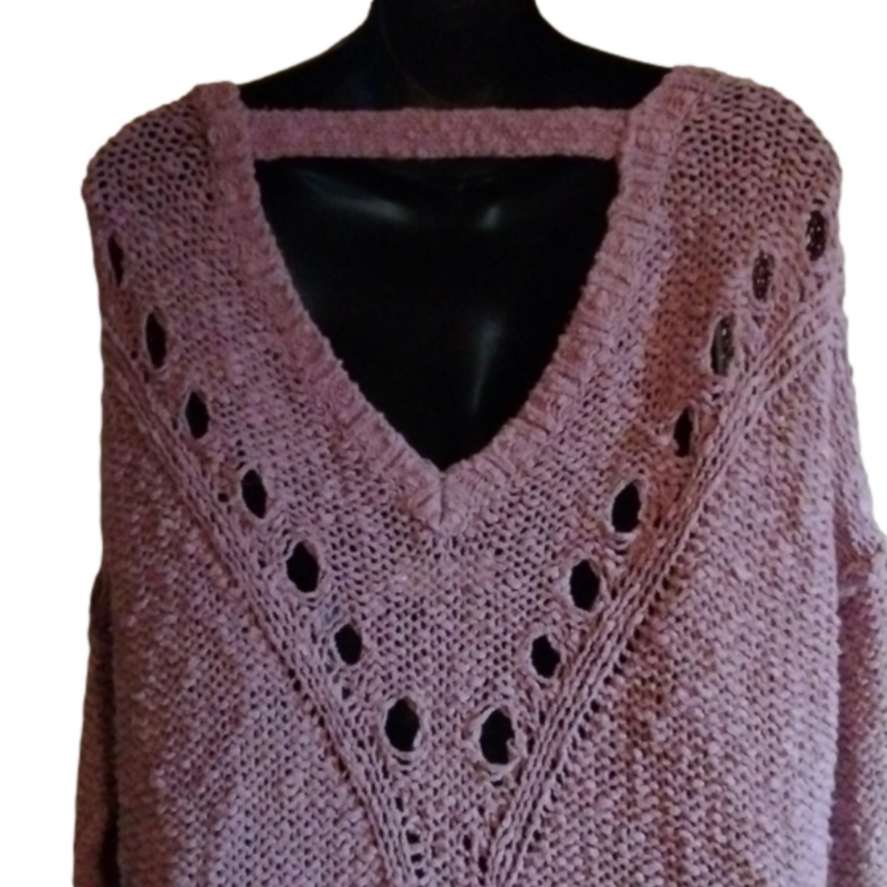 Hollister lavender sweater. Size large. Great details in the back! So fall! - Picture 5 of 9